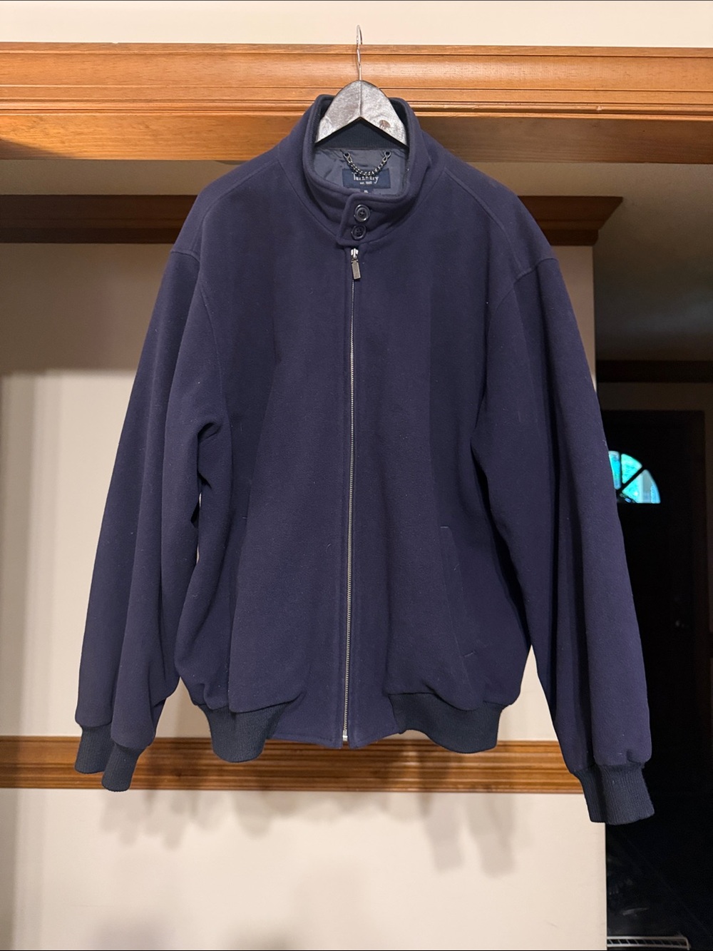 Men's Navy Full-Zip Lightweight Jacket with Stand Collar